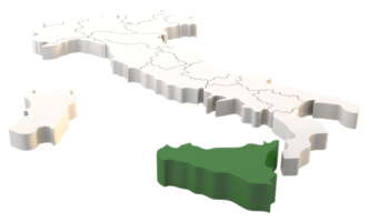 Italy map a 3d render isolated with Sicilia italian regions png