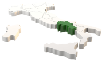 mappa dell'italia un rendering 3d isolato con le regioni italiane della campania