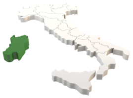 mapa de italia un render 3d aislado con regiones italianas de sardegna