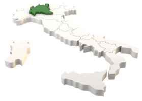 mappa dell'italia un rendering 3d isolato con le regioni italiane della lombardia