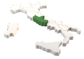 mapa de italia un render 3d aislado con regiones italianas de lazio