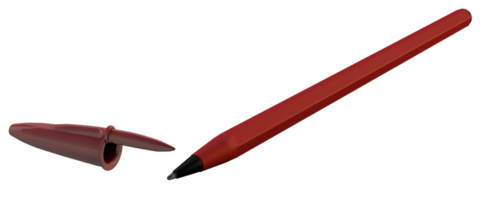 Simple red pen isolated background to a back to school 3D concept png