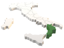 mappa dell'italia un rendering 3d isolato con le regioni italiane della calabria