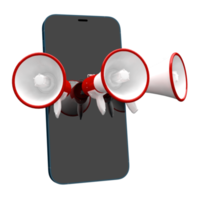 megafone e smartphone marketing digital 3d png