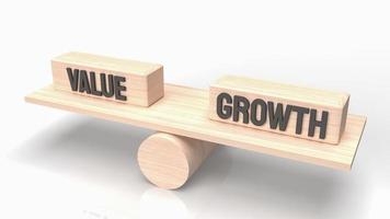 The word  value and growth on wood  for business concept 3d rendering photo