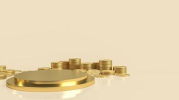 The gold podium and coins for presentation  3d rendering photo