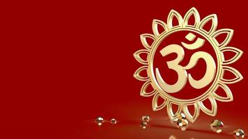 The ohm gold on red background  3d rendering photo