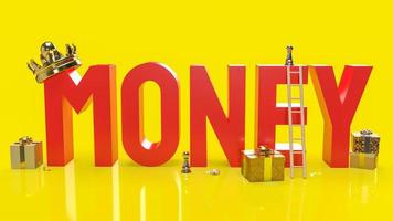 money red text  on yellow background for business content 3d rendering. photo