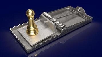 gold chess on trap for business  concept 3d rendering photo