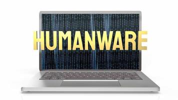 The humanware  word and gold chesson on notebook in white background for business or technology concept 3d rendering photo