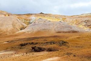 View of the lava fields of a past volcanic eruption in Iceland. photo