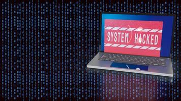 The laptop  on digital background for system hacked for technology concept 3d rendering photo