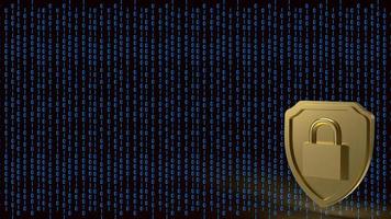 The gold master key on shield on digital background  for security concept 3d rendering photo