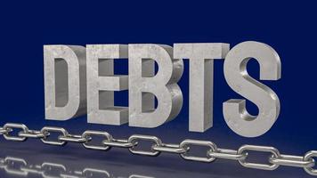 The debt text and chain for business concept 3d rendering photo