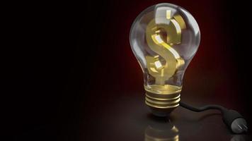 The light bulb and money symbol and electric plug for electronic money or business content 3d rendering photo