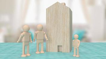 home wood toy in living room  for property  or building concept 3d rendering photo