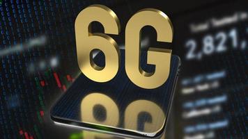 gold 6g on tablet and business background for technology  concept 3d rendering photo