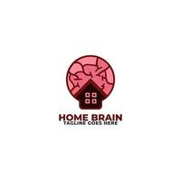 combinación de logotipo de cerebro con vector de plantilla de diseño de logotipo de casa