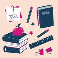 set of items for study. isolated image school supplies vector