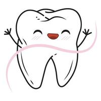 cute cartoon character tooth. use dental floss concept vector