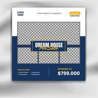Real estate house banner. square social media real estate sale promotion post template vector