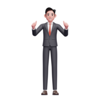 hombre de negocios en traje formal da aplausos pulgares arriba, 3d representa el personaje de hombre de negocios en traje formal png