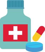 Medicine Bottle, Tablets and Capsule Vector Icon