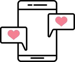teléfono inteligente corazón amor matrimonio chat vector