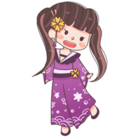 süßes japanisches Mädchen in traditioneller Kleidung png