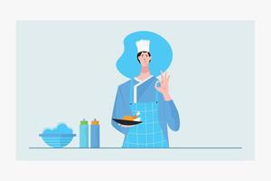 Chef character design. Smiling chef cartoon character vector