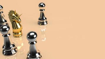 The gold unicorn and silver chess for business background 3d rendering photo