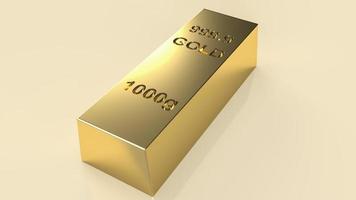 The gold bar on yellow background for business concept 3d rendering photo