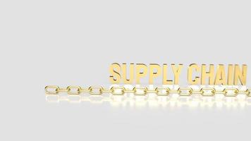 The gold word supply chain on white background fro business concept 3d rendering photo