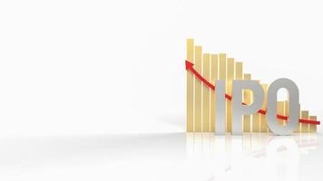 la ipo o la palabra y el gráfico de oferta pública inicial para la representación 3d de contenido comercial foto