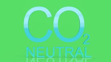 co2 neutral  text on green background  for ecology concept 3d rendering photo