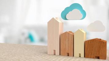home and cloud for smart home  technology concept 3d rendering photo