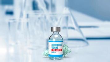 The vaccine booster and virus  in lab  for medical  or sci concept 3d rendering photo