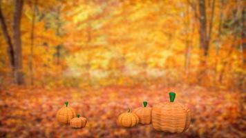 calabaza en la temporada de otoño para la representación 3d del concepto de acción de gracias foto