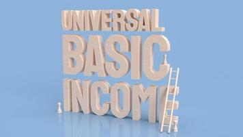 The Ubi or  Universal Basic Income is a government program in which every adult citizen receives a set amount of money regularly 3d rendering photo