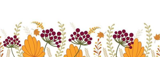 Seamless autumn hand-drawn border vector