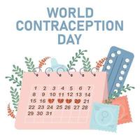 Square card World Contraception Day in flat style. vector