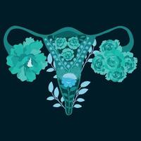 Reproductive system with peony flowers. vector