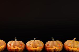Representación 3d de calabazas de halloween en fondo oscuro foto