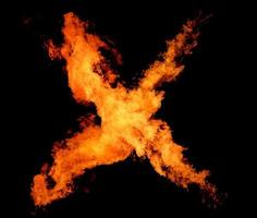 Abstract flame of fire on the black background. photo