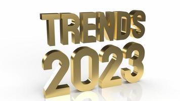 trends 2023 gold text on white background 3d rendering photo