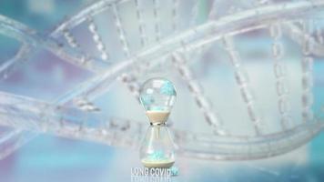The virus and sand clock on sci background  for long covid concept 3d rendering photo