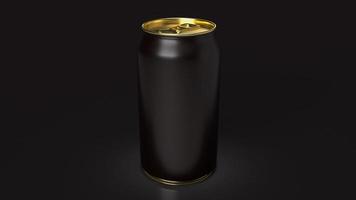 The black aluminium  can and gold cop for food and drink or eco concept 3d rendering photo