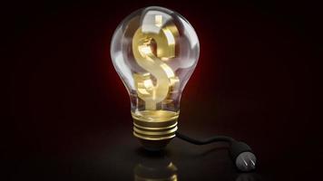 The light bulb and money symbol and electric plug for electronic money or business content 3d rendering photo