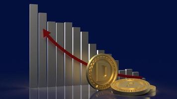 The gold dogecoin and chart  arrow up for cryptocurrency content 3d rendering photo