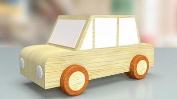 coche de juguete en la mesa en el garaje para servicios de garaje o concepto de automóviles representación 3d foto